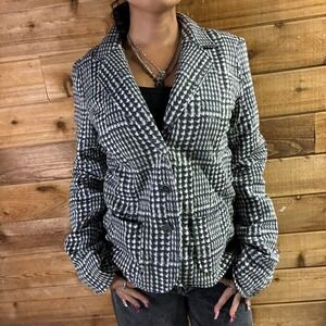 Y2K Women's Aeropostale black and white plaid blazer